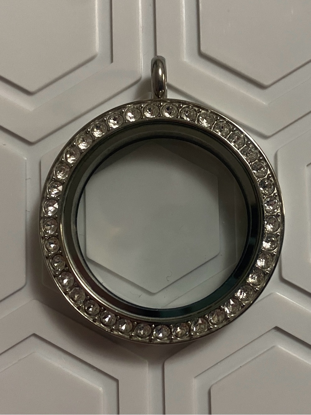 Large Origami Owl Silver Living Locket with Swarovski Crystal Frame